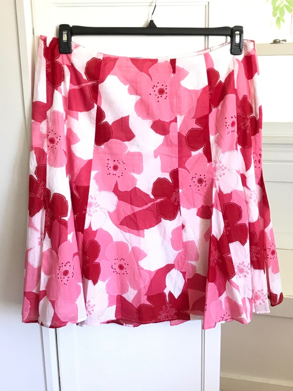 TALBOTS Cotton Floral A-Line Skirt Pink White Women’s Plus Size 20W